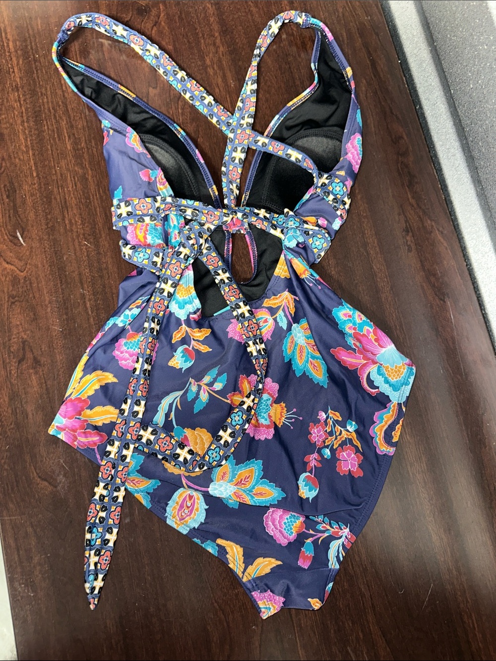 Coastal Blue Floral One-Piece Swimsuit in Navy with Multicolor Floral Print